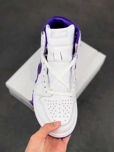 

brand shoes jumpman 1 high basketball purple court white/purple 1s cultural sneakers original, White;red