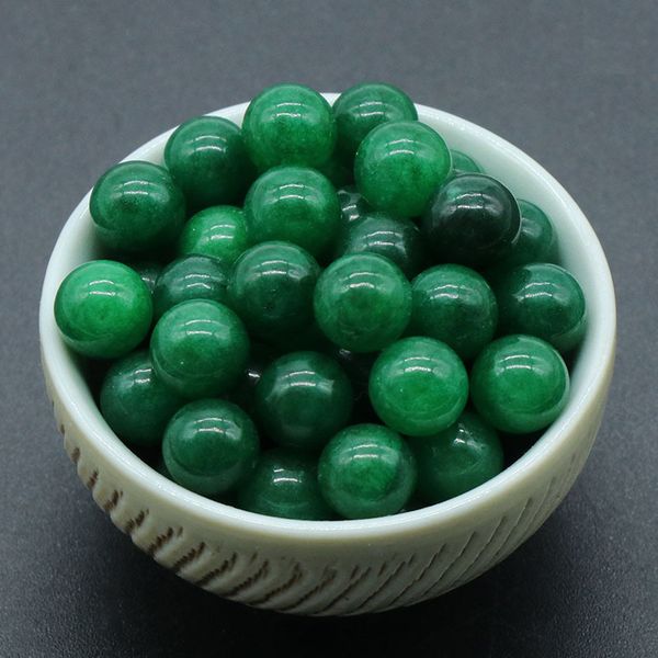 

natural 8/10/16/18/20mm green agate non-porous-ball round loose gemstone crystal ball diy non-porous stone beads ball, Black