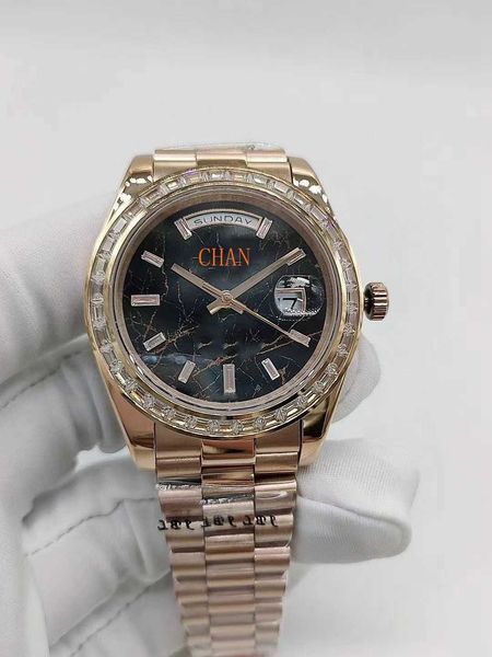

2022 new men's diamond fashion watch 41mm 2813 automatic mechanical movement stainless steel strap diamond wristwatch, Slivery;brown