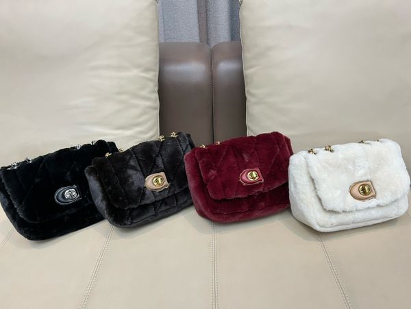 

cosmetic bags cases tz autumn and winter lamb wool pillow bag soft plush handbag women's fashionable underarm bags chain shoulder bag d