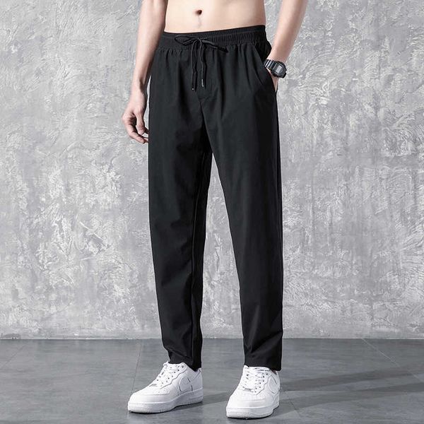 

men's spring and summer new fashion thin large casual pants loose ice sports, Black