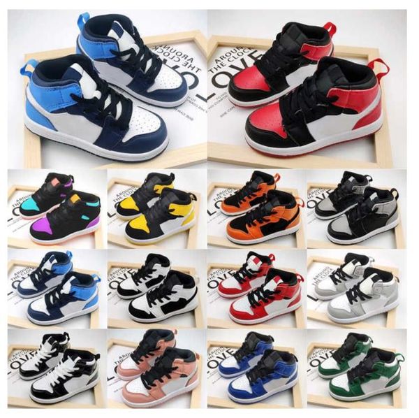 

kids children shoes high 1s sneakers boy girl toddler pour trainers boys sneaker kid toddlers youth 2022 designer baby shoekagi eur24-35modi, Black