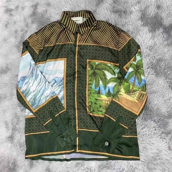

casablanca style alchemy map printing sun moon constellation totem silk long sleeve shirt2684, White;black