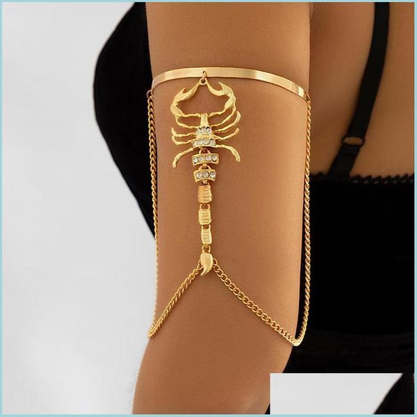 

bangle bangle punk hip hop rhinestone tassel bracelet on hand for women gothic scorpion bracelets arm bangles couple jewelry steampu dhncz, Black