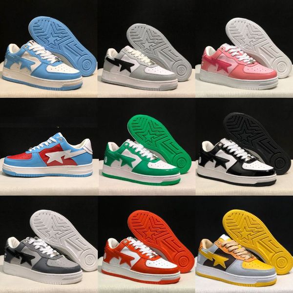 

casual shoes designer sneakers white green red black yellow sk8 men women a bapestas sta low abc camo stars size 36 45