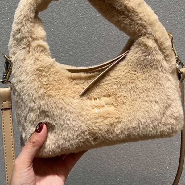 

miu underarm ladies handbag hobo bags furry hand-held designer shoulder bag luxury purse travel tote single product box 20x11cm