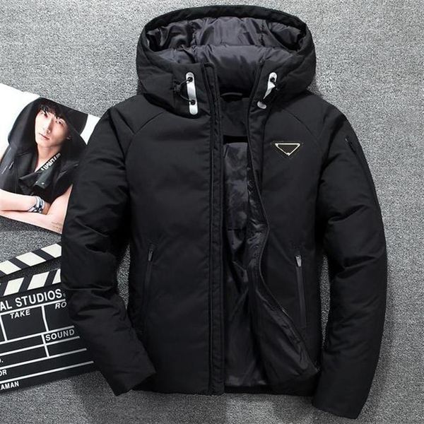 

white duck down jackets fashion casual hooded down jacket thickened warm outdoor sports down jacket outerwear parkas315p, Black