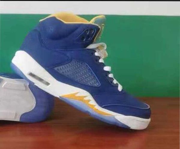 

designer shoes 5 marquette pe basketball 5s dark blue yellow white sports sneakers running trainers