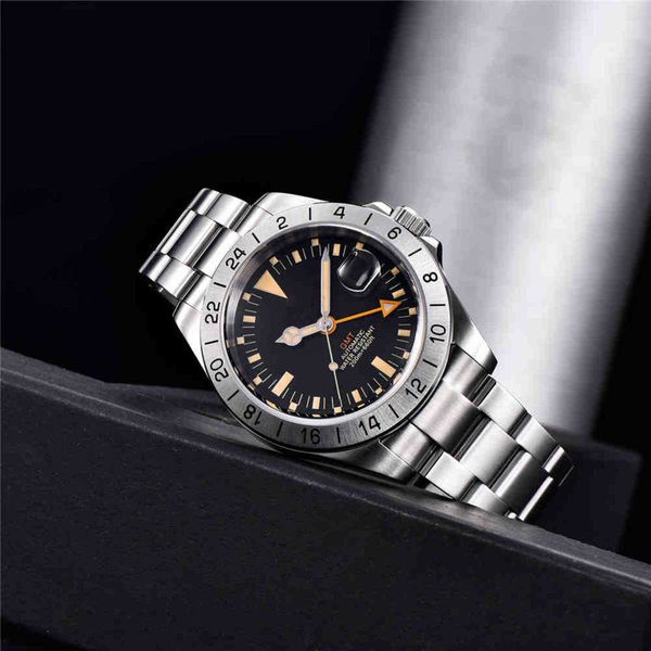 

swiss designer brand reloj mens watches mechanical round stainless steel gmt analog dz clock pam diver tag automatic luxury watch, Slivery;brown