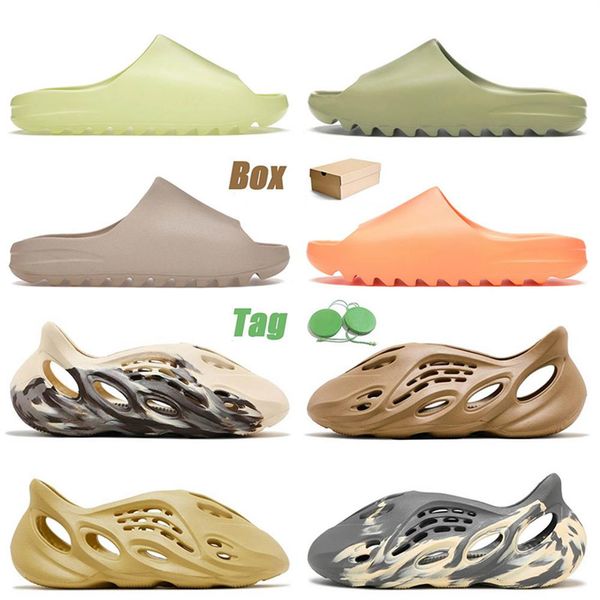 

2022 with box designer mens women slides slippers size 13 glow green resin ochre sulfur enflame orange pure foam slide runners men291h, Black