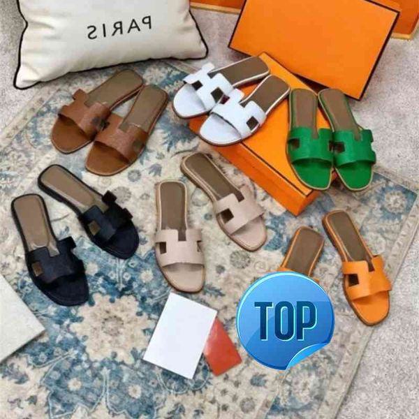 

luxury designer hemes slippers herme slipper fashion sandals 2022 genuine leather h women summer flat slides ladies beach sandal g4sa, Black