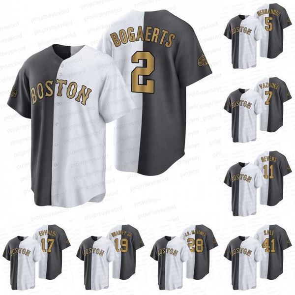 

2022 all-star game split jersey xander bogaerts enrique hernandez christian vazquez trevor story rafael devers nathan eovaldi jackie bradley, Blue;black