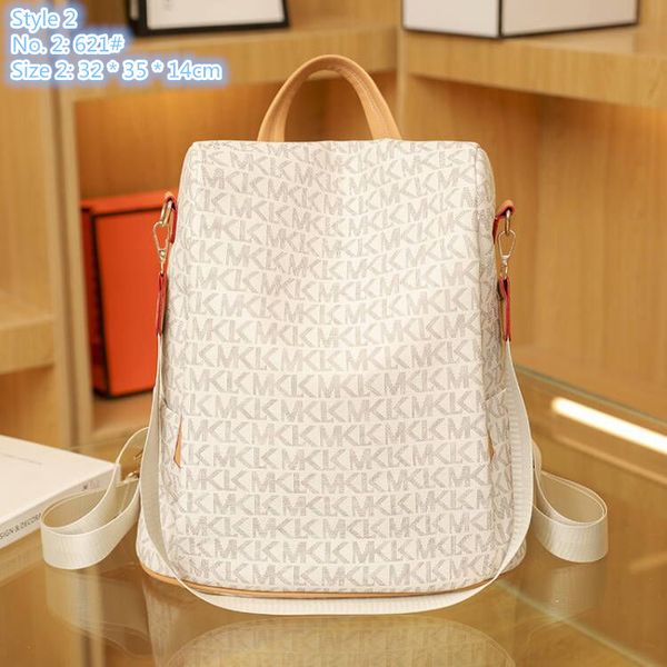 

Factory direct ladies shoulder bags 3 styles simple Joker fashion backpack light casual leather travel bag street trend letter printing handbag, Brown-622#-style 1