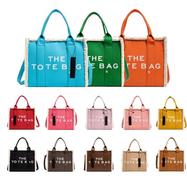 

designer teddy fleece marc the tote bag lady famous practical large capacity plain crossbody shoulder handbags womens casual square canvas t