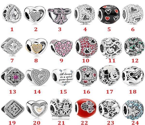 

fits pandora charms bracelet 925 sterling silver love water drop mouse fixed buckle string pendant beads jewelry making256a2907688, Black