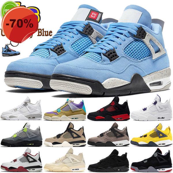 

2022 university blue 4 4s mens basketball shoes white oreo cool grey metallic purple black cat bred shimmer cactus jack infrared men women