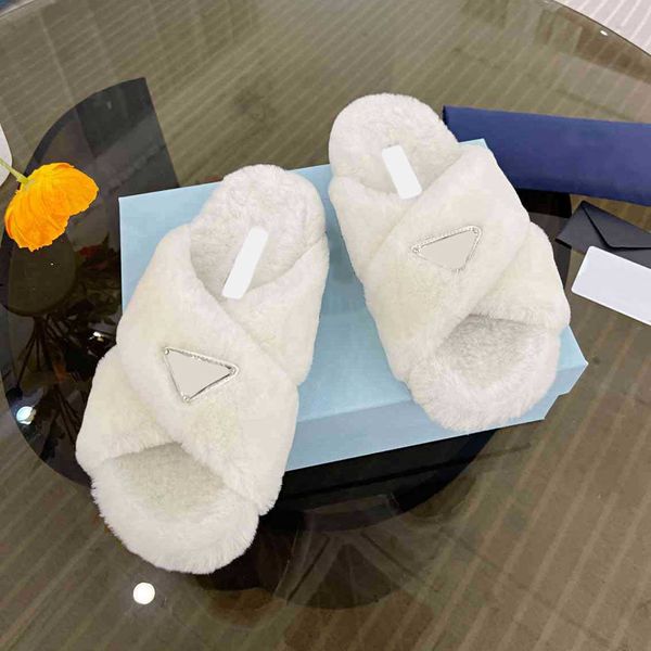 

pradas slippers women slippers shoe sandals classic p designer furry winter soft fur warm fluffy pradas crossed black white initials wool be
