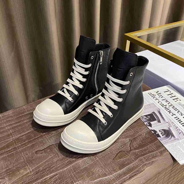

men high-leather sneakers fashion black white front lace-up fastening shoes man flat rubber sole ankle boots motorcycle boots