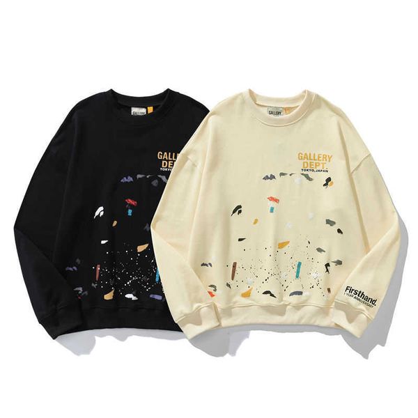 

designer hoodies men women galleryy depts stylist jacket hoodie ink splashing hand-painted printing letters round neck pullover long sleeve, Black