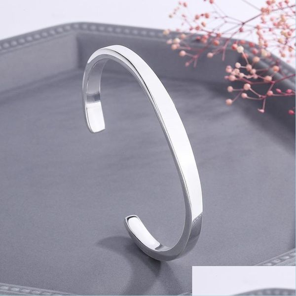 

bangle bangle fashion simple glossy bracelets sier plated jewelry temperament flat solid opening bangles tyb114 drop delivery dhydw, Black