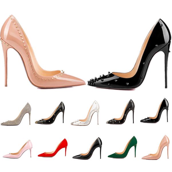 

women designer dress shoes high heels womens luxurys genuine leather pumps lady sandals wedding rivets platform heel globalkidsshoes, Black