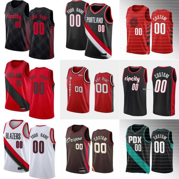 

mens womens youth portland''trail blazers''custom 17 shaedon sharpe 26 justise winslow 4 greg brown iii 30 olivier sarr, Black;red