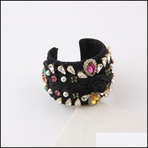 

bangle bangle delicate bracelet fashion temperament personality baroque inlaid rhinestone flower color ladies prom beautif 868 drop dhn7v, Black