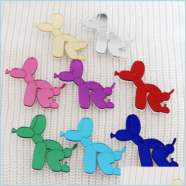 

pins brooches 2021 new animal cute funny dog brooch for women mirror acrylic 8 colors pocket pins cartoon trendy jewelry fashion ac dhrkb, Gray