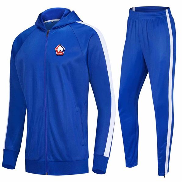 

20 21 lille osc kids football tracksuit men training sets customize team logo warm jacket pants193n, Black;blue