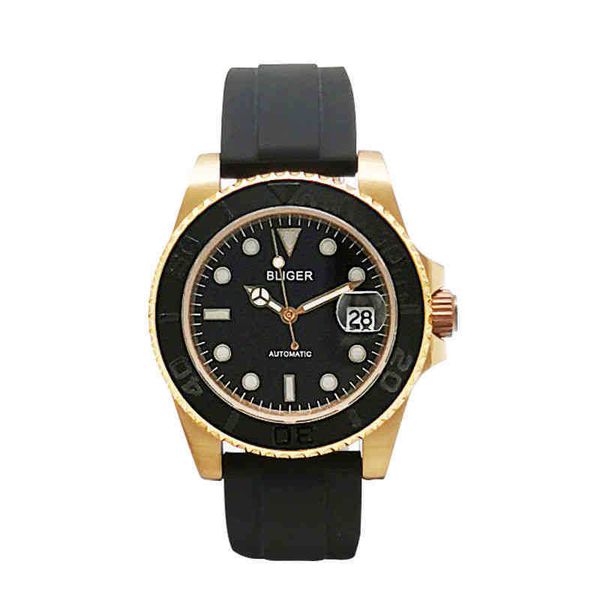 

role x wristwatches mechanical mens watches stainless steel round silicone strap gmt luminous fashion automatic yacht series luxury watch, Slivery;brown