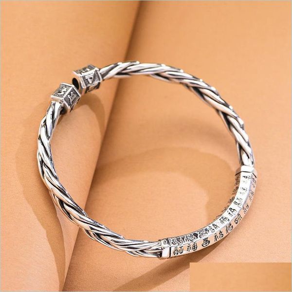 

bangle bangle national tide allmatch ladies bracelet retro personality baifu open twist braided mens jewelry giftbangle drop deliver dhwen, Black