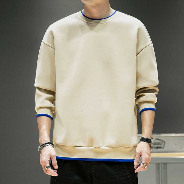 

men's sweater in and autumn velvet leisure sports round neck base coat men, Black