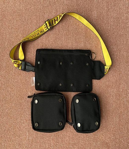 

new detachable cross body hip inclined black strap fanny pack waist bag men canvas off bags multi pocket shoulder bag4221145