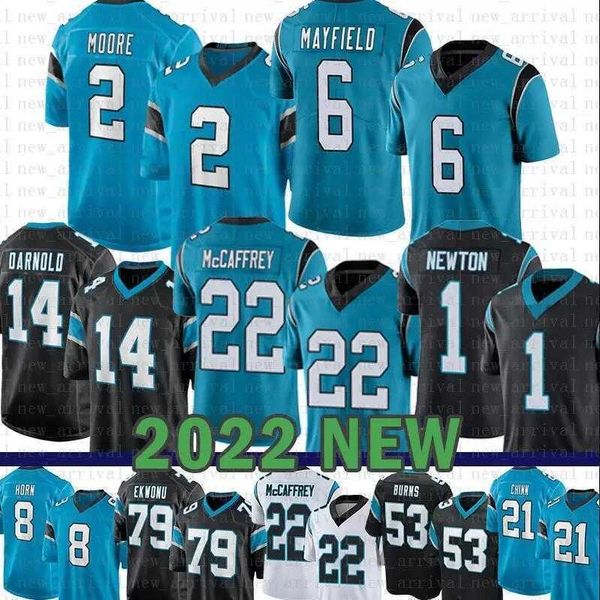 

baker mayfield custom jersey carolina''panthers''blue dj moore jeremy chinn christian mccaffrey ikem ekwonu sam darnold, Black