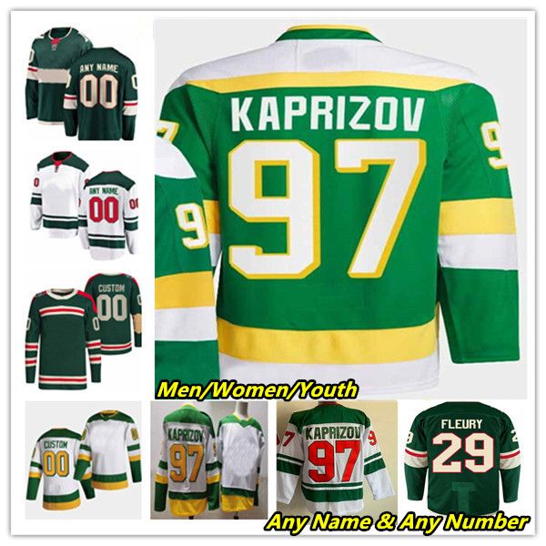 

kirill kaprizov minnesota reverse retro hockey jersey mats zuccarello ryan hartman jared spurgeon marc-andre fleury brandon duhaime connor d, Black;red