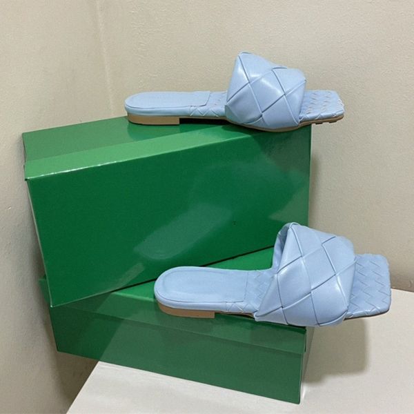 

lm womens flat slides lido summer sandals woven luxurys designers womens slippers square mules shoes ladies wedding heels dress  color wit, Black