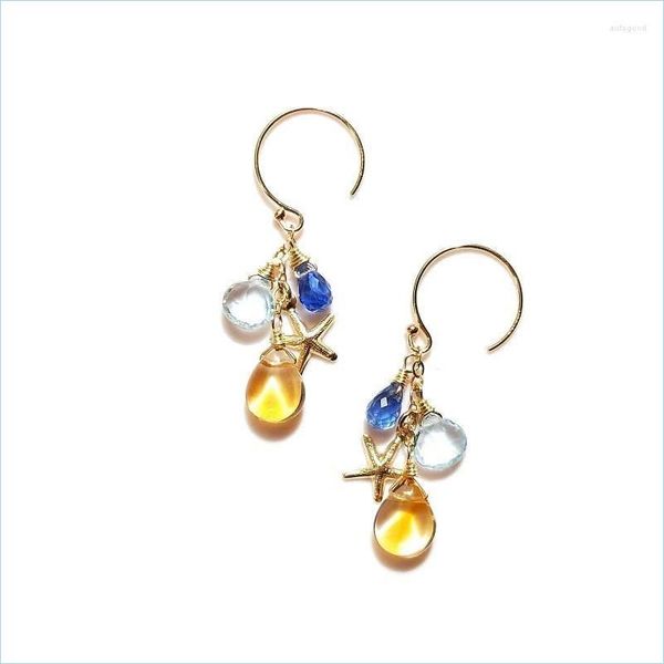 

dangle chandelier dangle earrings lii ji citrine kyanite blue z 14k gold filled star charm handmade jewelry for women gift dro dh6li, Silver