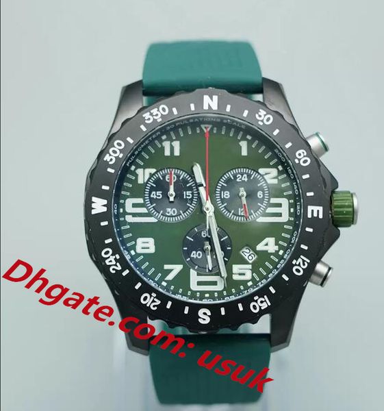 

luxury men's watch japan quartz endurance pro chronograph 46mm watches green dial rubber 1884 men watches, Slivery;brown
