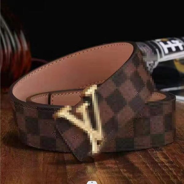 

3.8cm belt gold silver black belts variety classic ladies womens mens flower plaid color6, Black;brown
