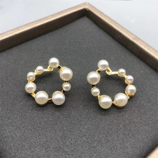 

designer ear studs brooch brand fashion luxury casual earrings classic letters golden silver pearl diamond brooch 8 styles