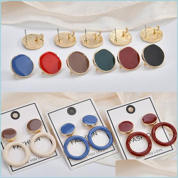 

stud stud 2021 winter style 30pcs/lot irregar geometry rounds shape fashion women earrings diy jewelry earring pendant accessory dro dhan8, Golden;silver