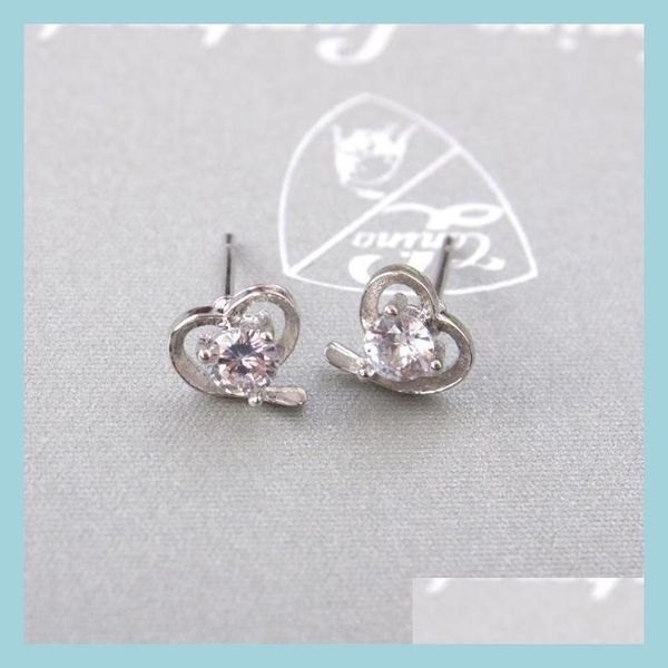 

stud stud eleple trendy white gold color heart earrings for woman cz simple fashion jewelry b3024 drop delivery dhvga, Golden;silver