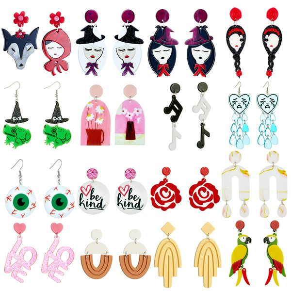 

stud yaologe new trend unique designs acrylic earrings for women fashion cartoon long pendant ear jewelry girls party gifts drop deli smtug, Golden;silver