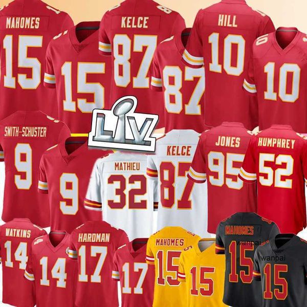 

2023 jersey 15 patrick mahomes travis kelce tyreek hill juju smith schuster tyrann mathieu football kansas''city''chiefs, Black;red