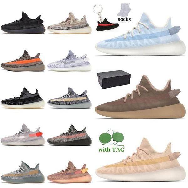 

shoes 2021 fashion with box womens mens running shoes mono ice clay mist big size 48 black reflective ash blue pearl tra yeezzy yezzzy ceh