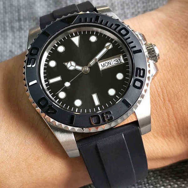 

role x wristwatches mens watches stainless steel bezel datum week roterende functie luminous gmt horloge reloj automatische luxury watch, Slivery;brown