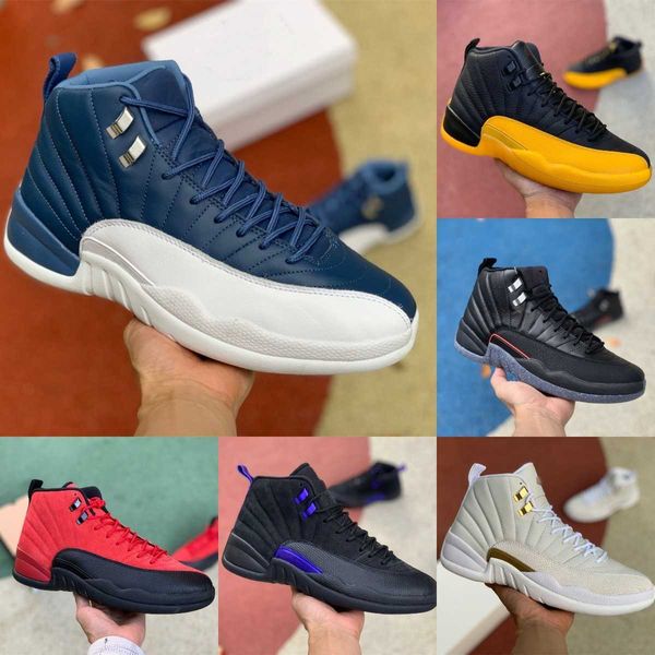 

jumpman utility grind 12 12s mens high basketball shoes twist gold indigo flu game dark concord royalty ovo white the master taxi fiba gamma, Black
