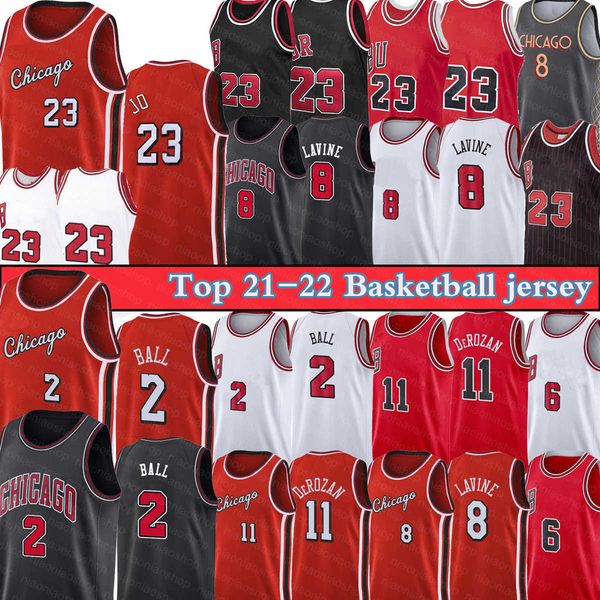 

jersey basketball''nba''23 michael lonzo 2 ball demar 11 derozan retro zach 8 lavine alex 6 caruso men retro anniversary, Black;red