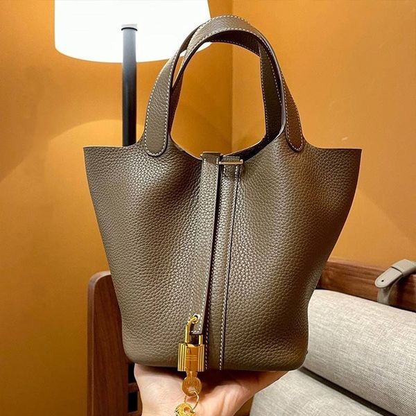 

fashion designer women bag bucket drawstring with gold silver lock clutch handbag shoulder hobo cross body luxury genuine tote hobo backpack
