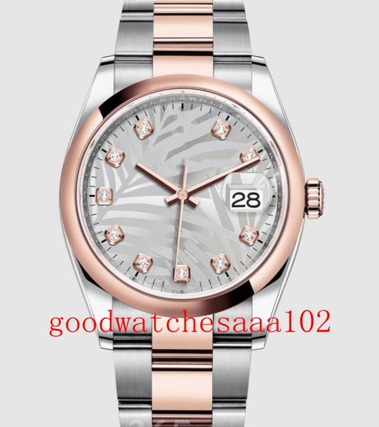 

luxury new version fashion wristwatches 36mm yellow dial 126234 126203 126233 126283 automatic 2813 movement two tone gold men's women&, Slivery;brown